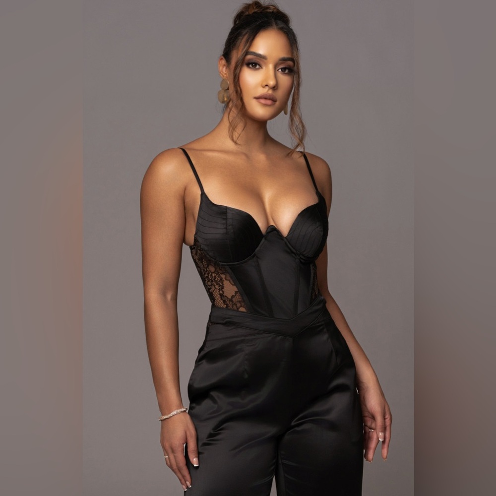 JLUXLABEL Black Lace Bodysuit